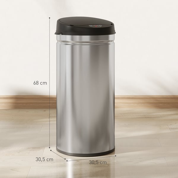 Sensor affaldsspand, 30.5x30.5x68 cm, sølv, rustfrit stål