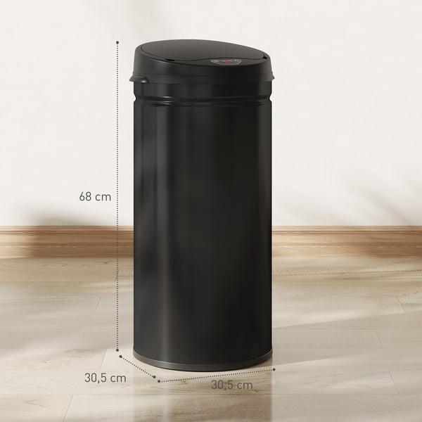 Sensor affaldsspand, 30.5x30.5x68 cm, sort, rustfrit stål