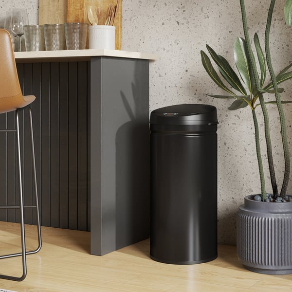 Sensor affaldsspand, 30.5x30.5x68 cm, sort, rustfrit stål
