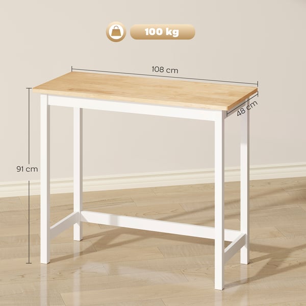 Barbord, 108x48x91 cm, Ek, Vit