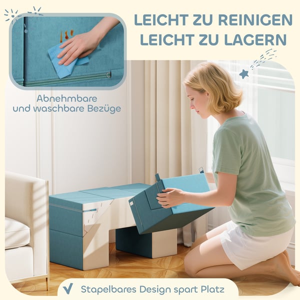 Bløde legekuber sæt, 79x39x44 cm, Beige Blå