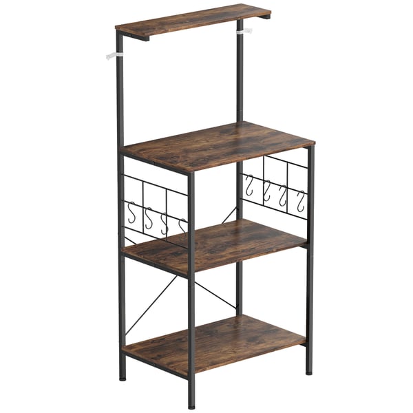 Køkkenreol, 4-niveaus design, 60x42x134,5 cm, brun sort, metal