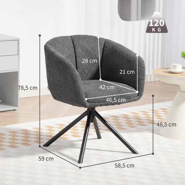 Nojatuoli, Verhoiltu tuoli 58,5x59x78,5 cm, Tummanharmaa, Polyesteri