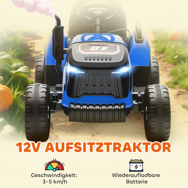 Elektrisk legetraktor, 139x58x55 cm, Blå, Plastik