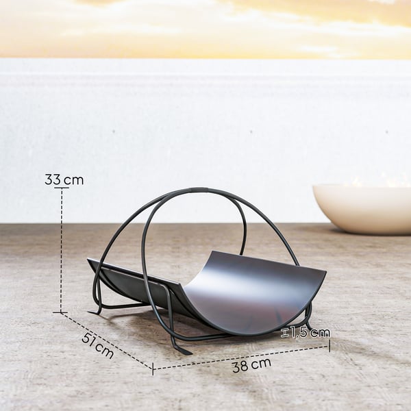 Brændestativ, 51x38x33 cm, Sort, Metal