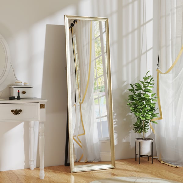 Fuld længde spejl, 160x50 cm, guld, metalramme
