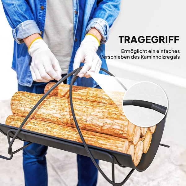 Brændestativ, 51x38x33 cm, Sort, Metal