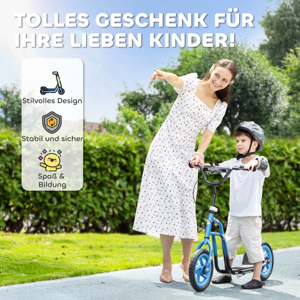 Børnescooter, 115x50x80-88 cm, Blå, justerbar