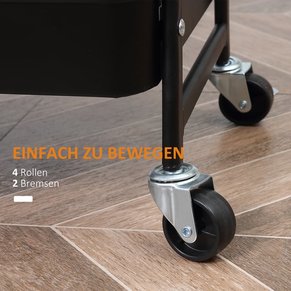 Serveringsvogn, 45x31x79,4 cm, Sort, Metal og plast