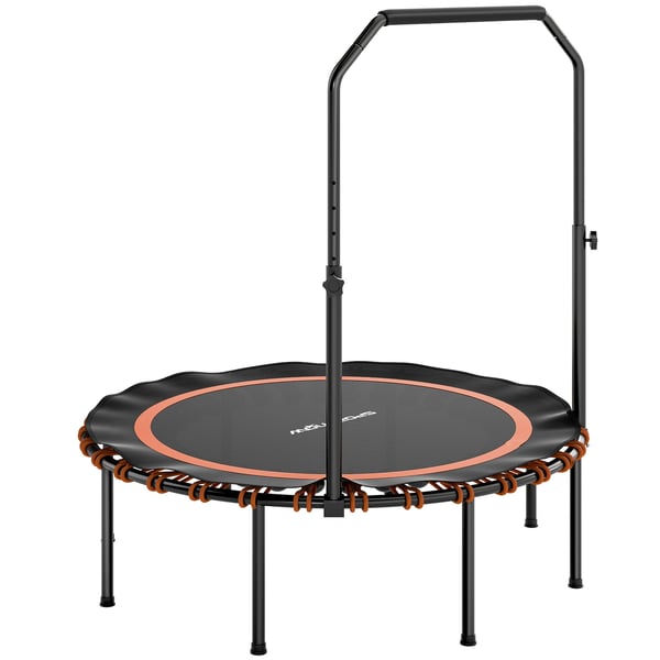 Fitness-trampolin, justerbart handtag, 114x109-129 cm, orange, stål