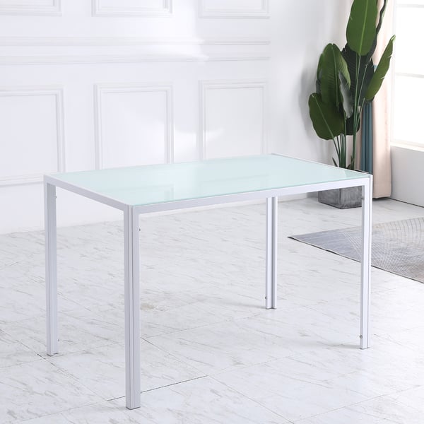 Spisebord, 120x60x75 cm, Hvid, Glas og Metal