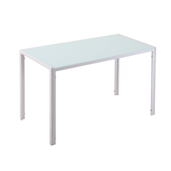 Spisebord, 120x60x75 cm, Hvid, Glas og Metal