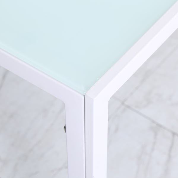 Spisebord, 120x60x75 cm, Hvid, Glas og Metal