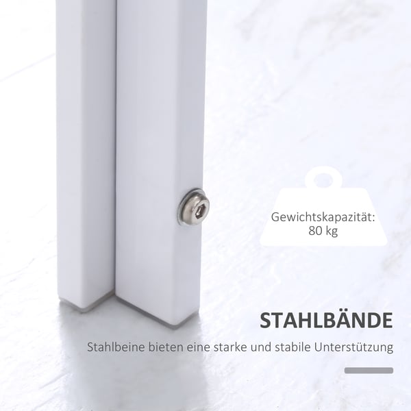 Spisebord, 120x60x75 cm, Hvid, Glas og Metal