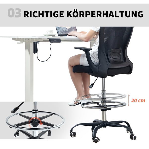 Kontorsstol, Höjdjusterbar, 62x59x119 cm, Svart