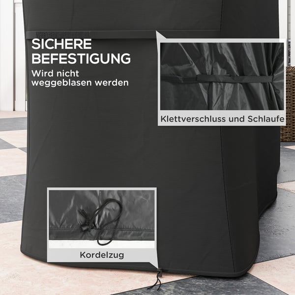 Grillöverdrag, 147x61x120 cm, Svart, Polyester