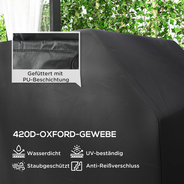 Grillöverdrag, 147x61x120 cm, Svart, Polyester