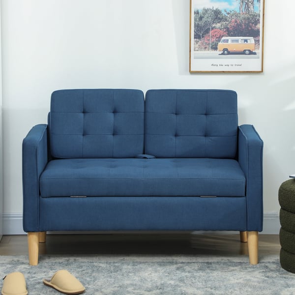 Tosædersofa 117x62x78 cm Blå, opbevaring