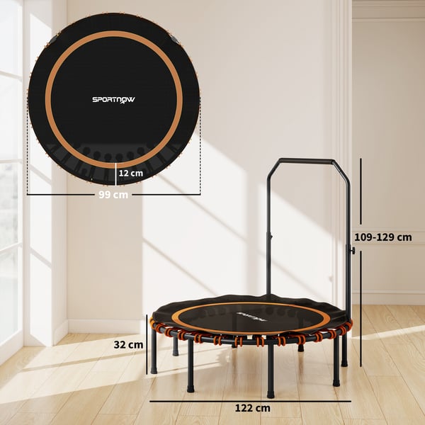 Kuntotrampoliini, 122x109-129 cm, oranssi, säädettävä käsikaide