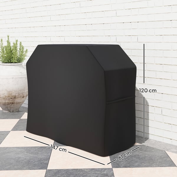 Grillöverdrag, 147x61x120 cm, Svart, Polyester