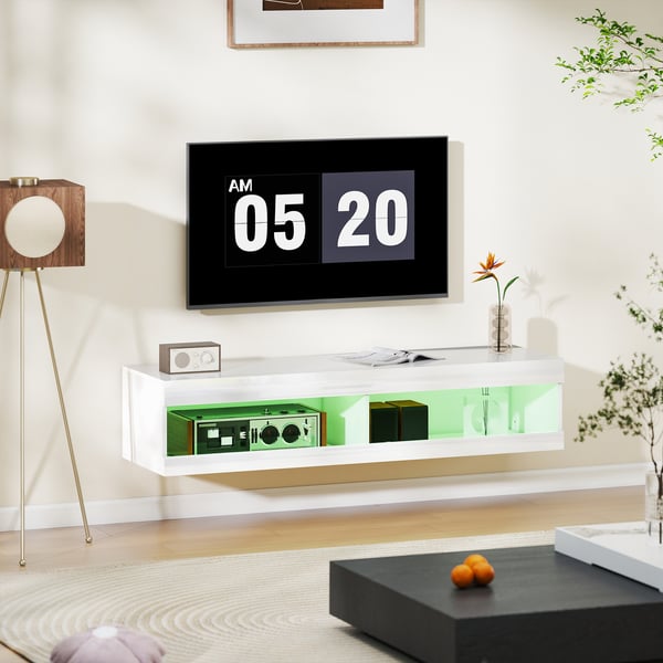 TV-skab, 140x40x30 cm, Hvid, Højglans finish