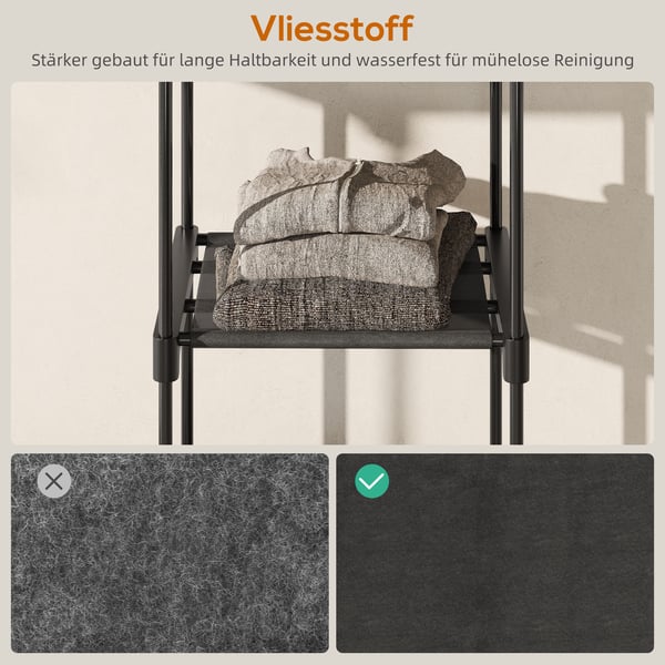 Stofgarderobe, 111x43x185 cm, Sort, Stål