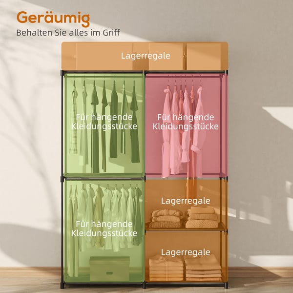 Stofgarderobe, 111x43x185 cm, Sort, Stål