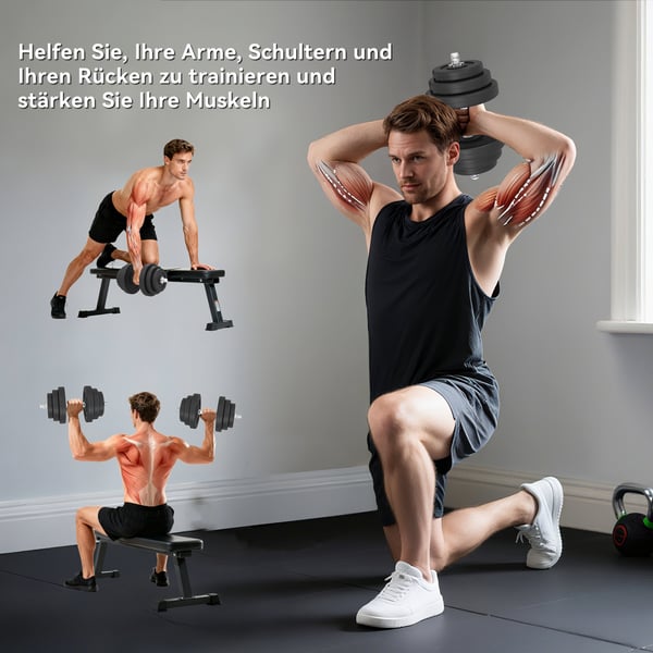 Hantelset 40 kg svart, metalhandtag, golvvänlig