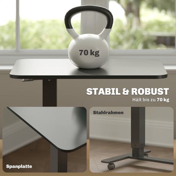 Ståbord, 65x48x73-110 cm, Sort, Justerbar