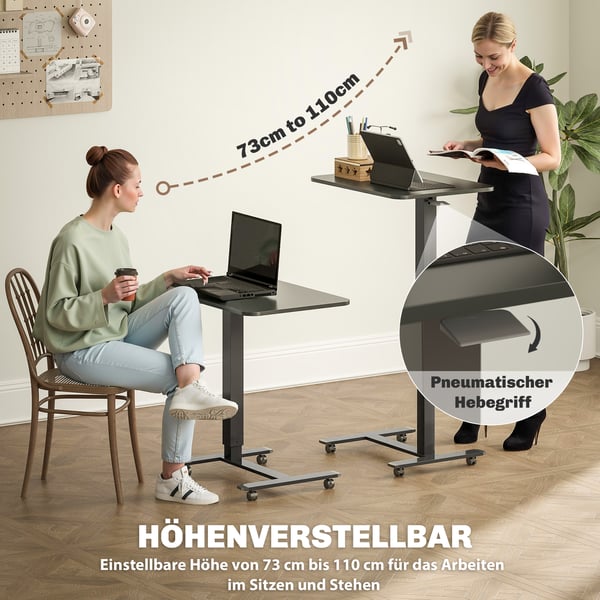 Ståbord, 65x48x73-110 cm, Sort, Justerbar
