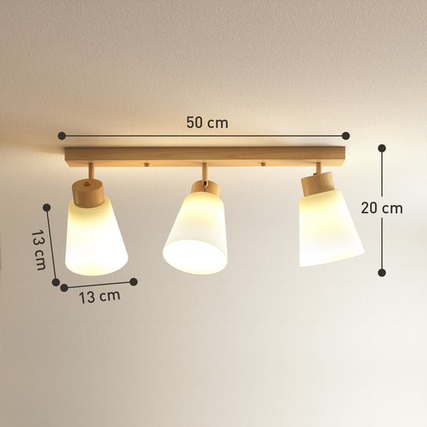 Loftlampe LED 40W 55x13x20 cm Naturtræ Glas