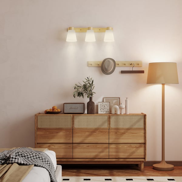 Loftlampe LED 40W 55x13x20 cm Naturtræ Glas
