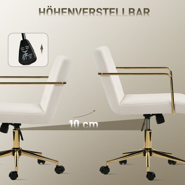 Toimistotuoli, 57x64x80-90 cm, kermanvalkoinen, samettikangas