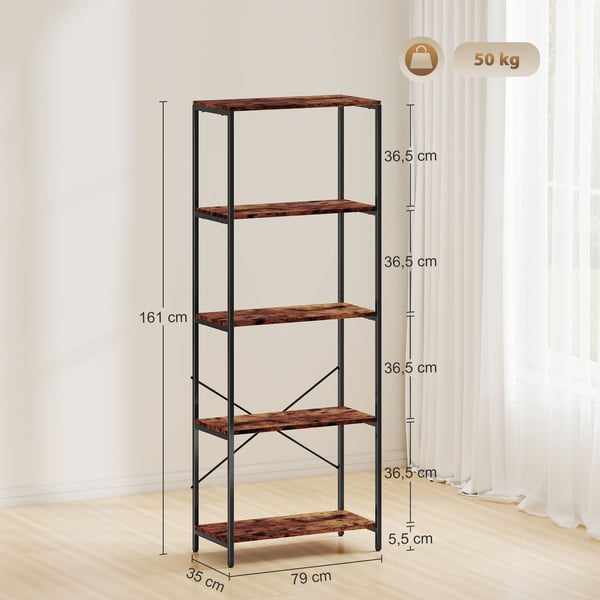 Bogreol, 79x35x161 cm, Brun, Metal