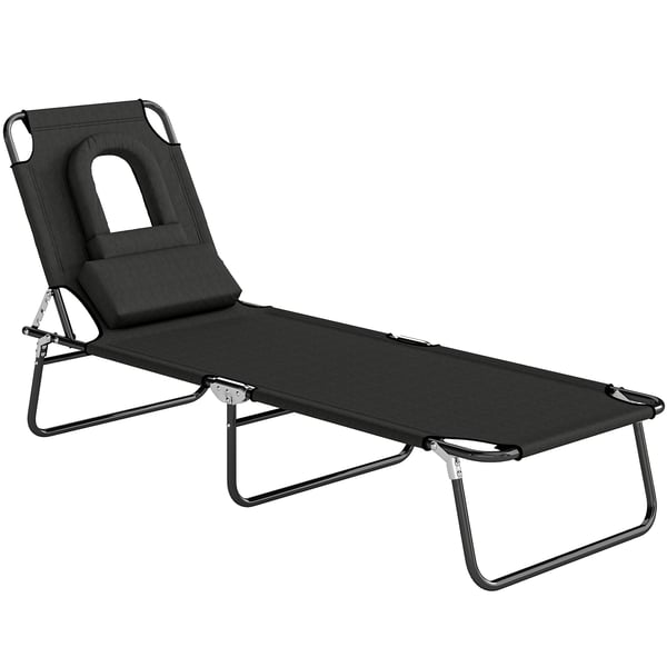 Solvogn 187x58x36 cm Sort, sammenklappelig, metalstel