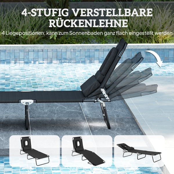 Solvogn 187x58x36 cm Sort, sammenklappelig, metalstel