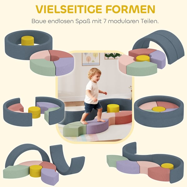 Sæt med bløde byggeklodser, 107x107x30 cm, flerfarvet, skum