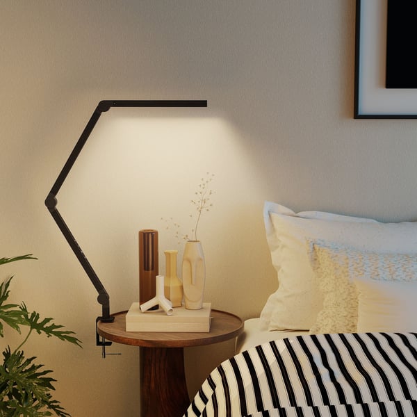 Skrivebordslampe, 121.5x3.8x5.5 cm, Sort, Metal klemme