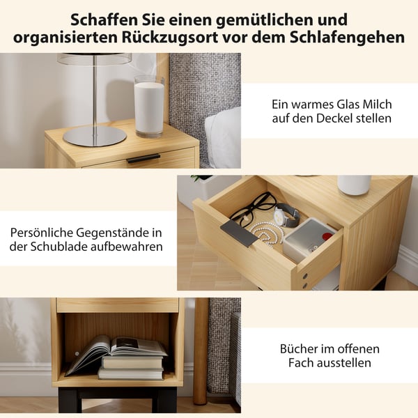 Sengebord, 35x26x50 cm, Eg, Træ