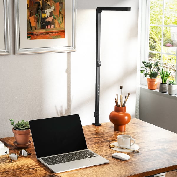 Skrivebordslampe, 121.5x3.8x5.5 cm, Sort, Metal klemme