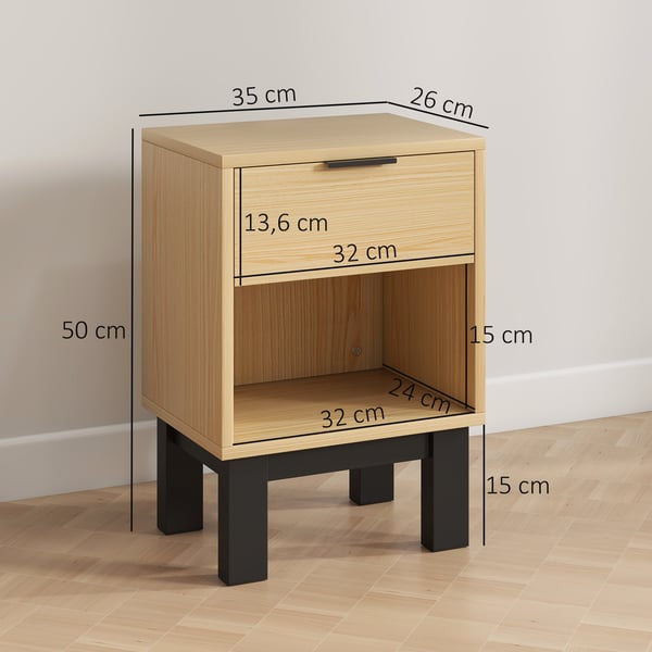 Sengebord, 35x26x50 cm, Eg, Træ