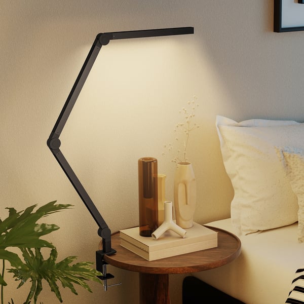 Skrivebordslampe, 121.5x3.8x5.5 cm, Sort, Metal klemme