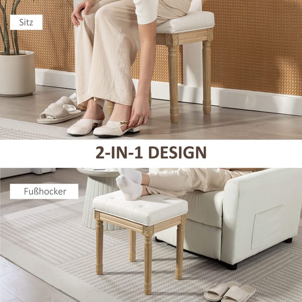 Rahi-penkki, 42x32x46.5 cm, beige, pellavaverhoilu