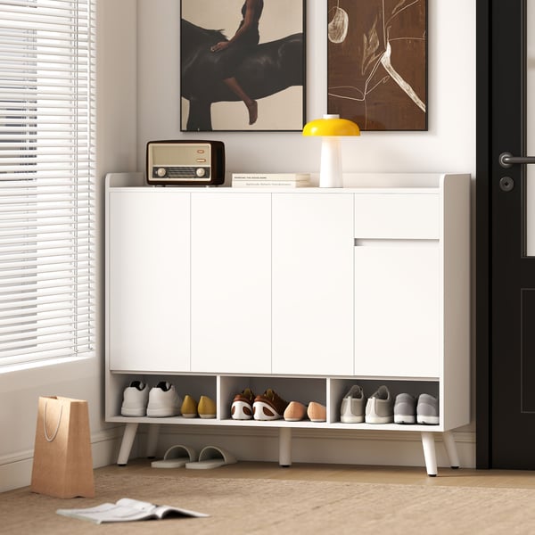 Kenkäkaappi, 120x35x100 cm, Valkoinen, Puu