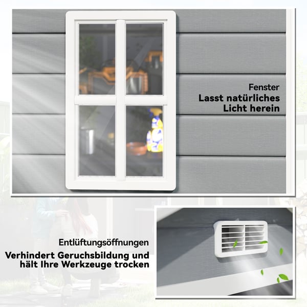Haveskur, 180x130x210 cm, Grå, Aluminiumsramme