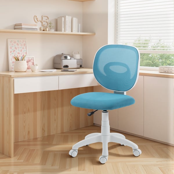 Kontorstol, Ergonomisk skrivebordsstol, 53x59,5x81-89 cm, Blå
