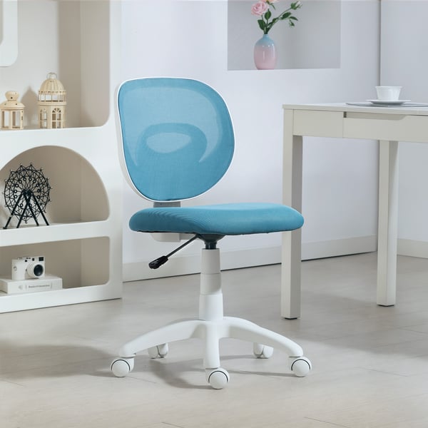 Kontorstol, Ergonomisk skrivebordsstol, 53x59,5x81-89 cm, Blå