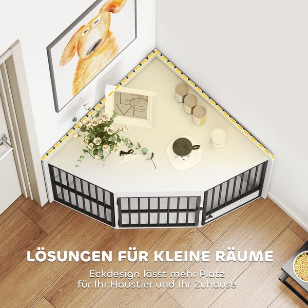 Koirahäkki, 113x80x64 cm, valkoinen, MDF ja metalli