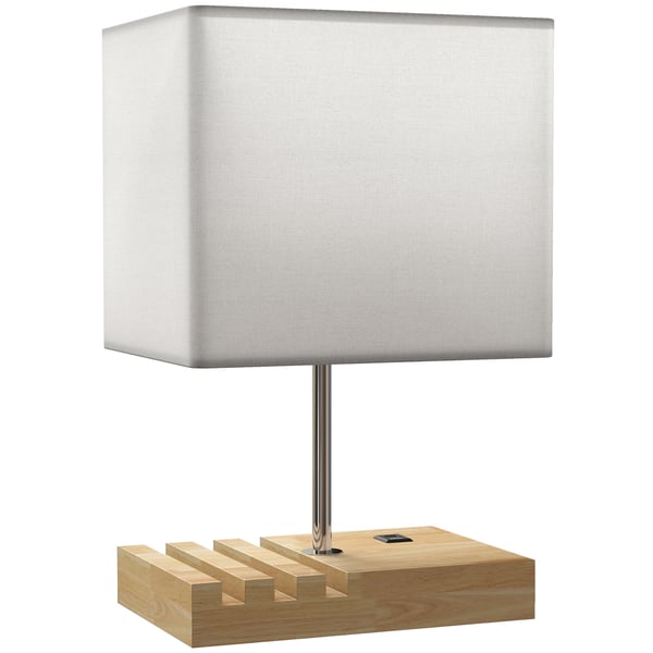 Natbordslampe, 25x20x40,5 cm, Hvid, Træ