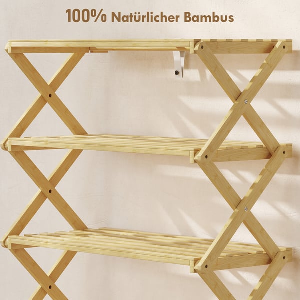 Kenkäteline, 60x29x67 cm, luonnollinen, bambu